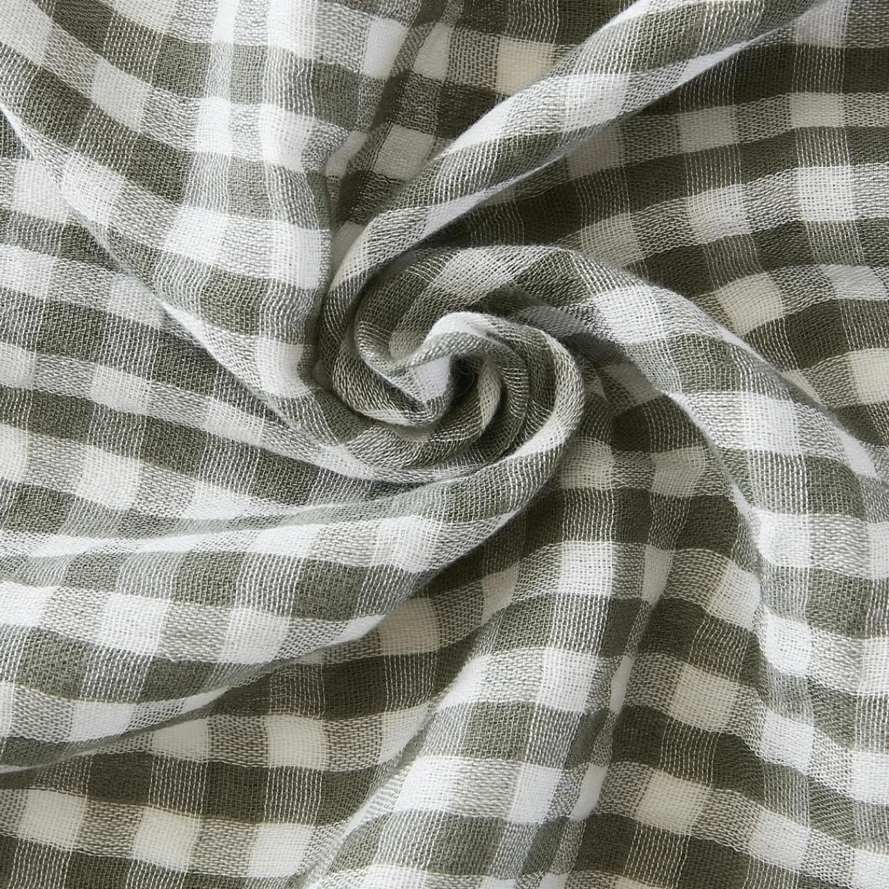 Nappe De Table|EMINZA Nappe rectangulaire gaze de coton (150 x 250 cm) Gaïa vichy Vert romarin