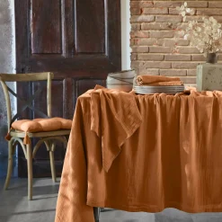 Nappe De Table|EMINZA Nappe rectangulaire gaze de coton (150 x 350 cm) Gaïa Abricot