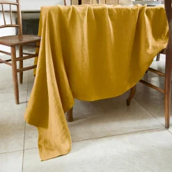 Nappe De Table|EMINZA Nappe rectangulaire lin lavé (170 x 350 cm) Louise Jaune moutarde
