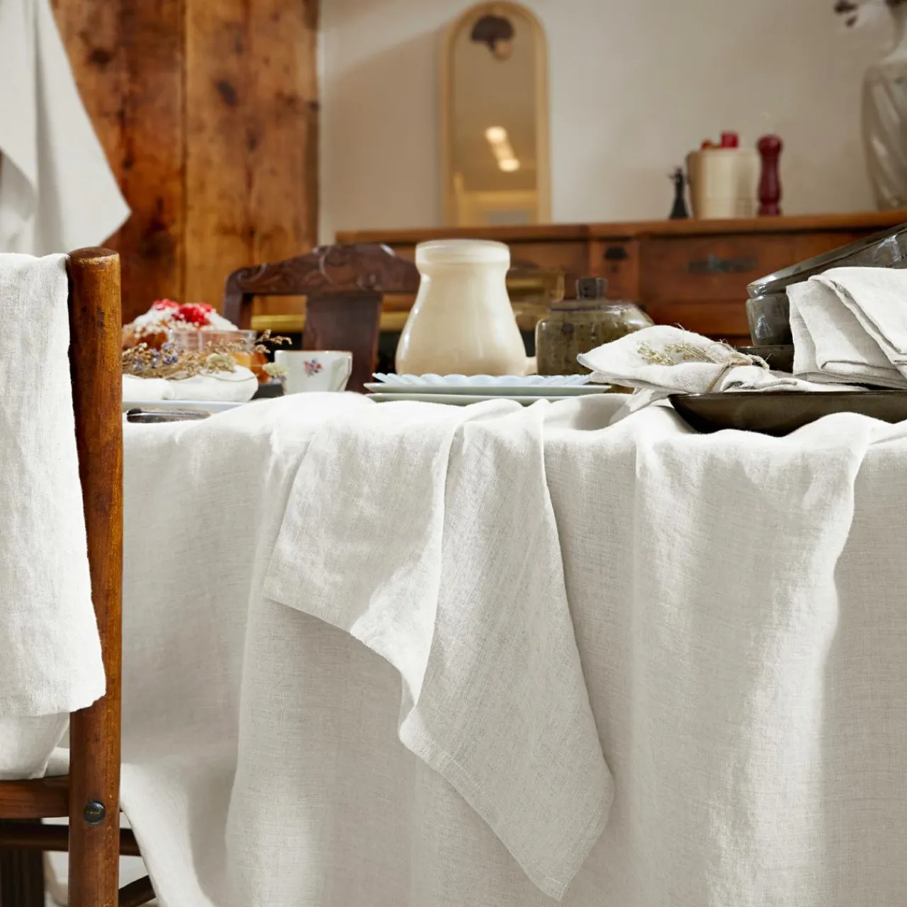 Nappe De Table|EMINZA Nappe rectangulaire lin lavé (170 x 250 cm) Louise he Blanc