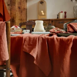 Nappe De Table|EMINZA Nappe rectangulaire lin lavé (170 x 250 cm) Louise Terracotta