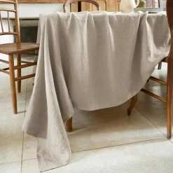 Nappe De Table|EMINZA Nappe rectangulaire lin lavé (170 x 250 cm) Louise Beige