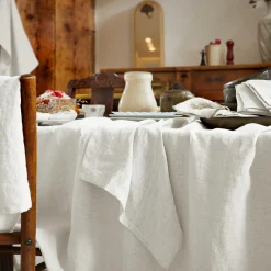 Nappe De Table|EMINZA Nappe rectangulaire lin lavé (170 x 350 cm) Louise he Blanc