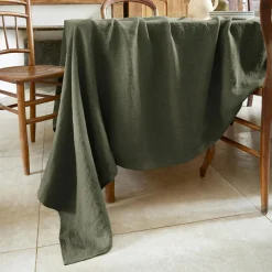 Nappe De Table|EMINZA Nappe rectangulaire lin lavé (170 x 350 cm) Louise Vert romarin