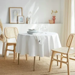 Nappe De Table|EMINZA Nappe ronde anti tache (180 cm) Elise he Blanc