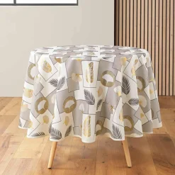 Nappe De Table|douceur d'intu017drieur Nappe ronde anti tache (180 cm) Natane Beige