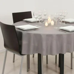 Nappe De Table|ATMOSPHERA Nappe ronde anti tache (D180 cm) Lina e Gris