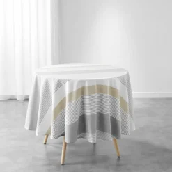 Nappe De Table|douceur d'intu017drieur Nappe ronde coton tissé (180 cm) Iliade he Blanc