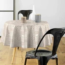 Nappe De Table|douceur d'intu017drieur Nappe ronde enduite PVC (160 cm) Carella he Blanc