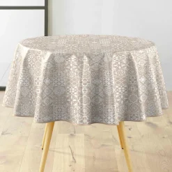 Nappe De Table|douceur d'intu017drieur Nappe ronde enduite PVC (160 cm) Carella he Blanc