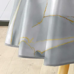 Nappe De Table|douceur d'intu017drieur Nappe ronde enduite PVC (160 cm) Marbrelle e Gris