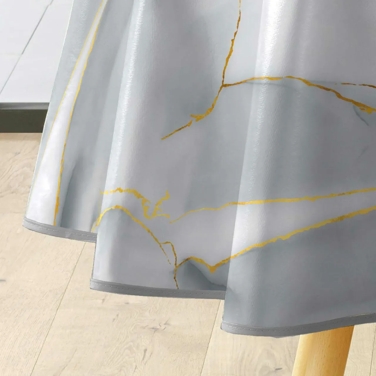 Nappe De Table|douceur d'intu017drieur Nappe ronde enduite PVC (160 cm) Marbrelle e Gris