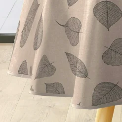 Nappe De Table|douceur d'intu017drieur Nappe ronde enduite PVC (160 cm) Feuillys Beige