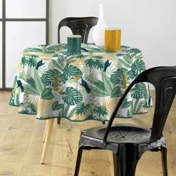 Nappe De Table|DOUCEUR D'INTERIEUR Nappe ronde tissu PVC (D160 cm) Guyana e Vert