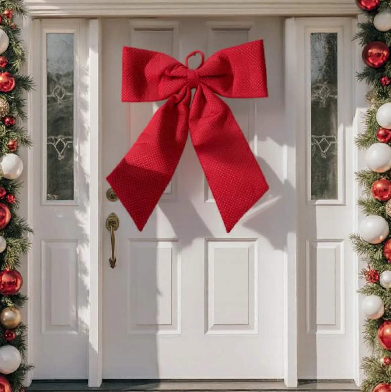 Personnage, Objet Grand Format|Décoration De Sapin|KOOPMAN Noeud de Noël Géant (H80 cm) Velvet Rouge