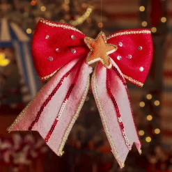 Décoration De Sapin|KAEMINGK Noeud de Noël (H23 cm) Circus étoile Orange Rouge