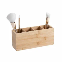 Panier Et Organisateur|Accessoire Salle De Bain|5 Five Simply Smart Organisateur de maquillage 4 compartiments Bambou Naturel