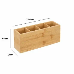 Panier Et Organisateur|Accessoire Salle De Bain|5 Five Simply Smart Organisateur de maquillage 4 compartiments Bambou Naturel