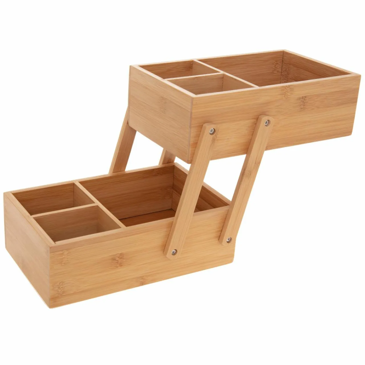 Panier Et Organisateur|Accessoire Salle De Bain|5 Five Simply Smart Organisateur de maquillage 2 niveaux Bambou Naturel