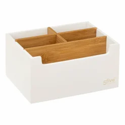 Panier Et Organisateur|Accessoire Salle De Bain|5 Five Simply Smart Organisateur de maquillage 5 compartiments Natureo Blanc