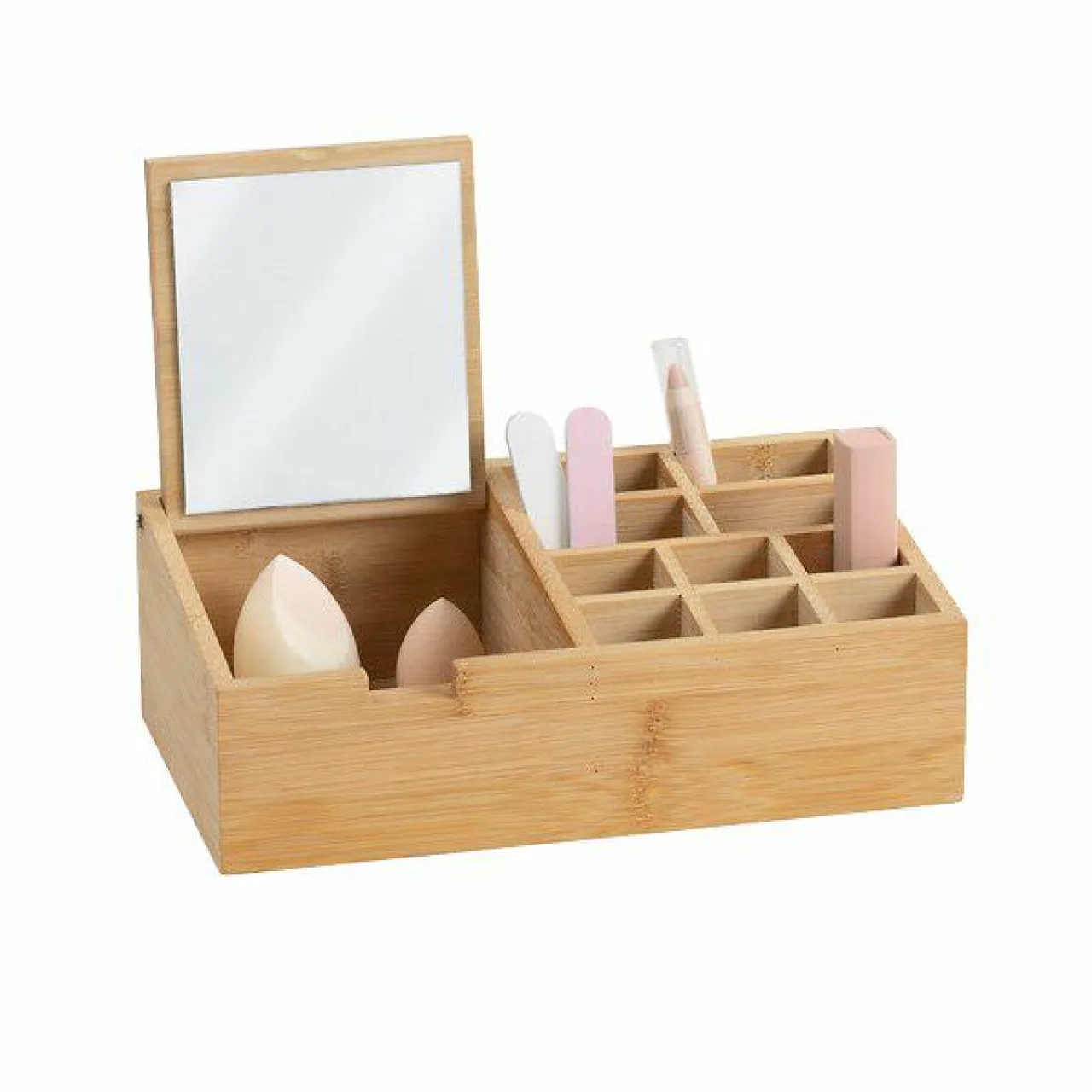 Panier Et Organisateur|Accessoire Salle De Bain|5 Five Simply Smart Organiseur Miroir 10 compartiments Bambou Naturel