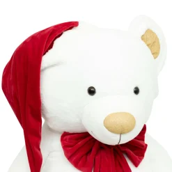 Personnage, Objet Grand Format|Père Noël, Animaux Et Personnage|JJA Ours en peluche (H100 cm) Jules et nœud velours et rouge Blanc