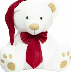 Personnage, Objet Grand Format|Père Noël, Animaux Et Personnage|JJA Ours en peluche (H100 cm) Jules et nœud velours et rouge Blanc
