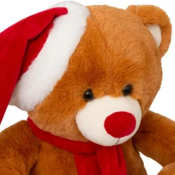 Père Noël, Animaux Et Personnage|JJA Ours en peluche (H34 cm) Loulou écharpe rouge Marron
