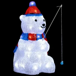 Déco Et Objet Lumineux|Feeric Lights & Christmas Ours lumineux 40 LED (H39 cm) Pécheur Blanc froid