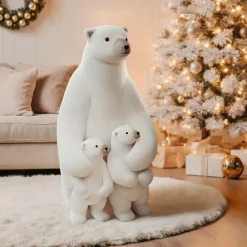 Personnage, Objet Grand Format|Père Noël, Animaux Et Personnage|Feeric Lights & Christmas Ours polaire en famille (H95 cm) Blanc