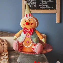 Père Noël, Animaux Et Personnage|KAEMINGK Pain d'épices décoratif assis (H40 cm) Johnny le Clown Multicolore