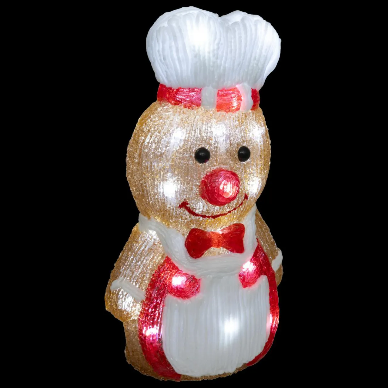 Déco Et Objet Lumineux|JJA Pain d'épices lumineux solaire 25 LED (H28 cm) Petit cuistot Blanc froid Marron