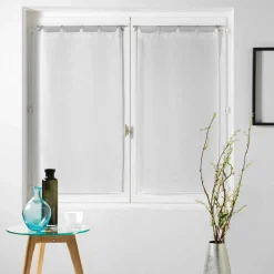 Voilage|DOUCEUR D'INTERIEUR Paire de voilages à passants (60 x 120 cm) Milza Blanc