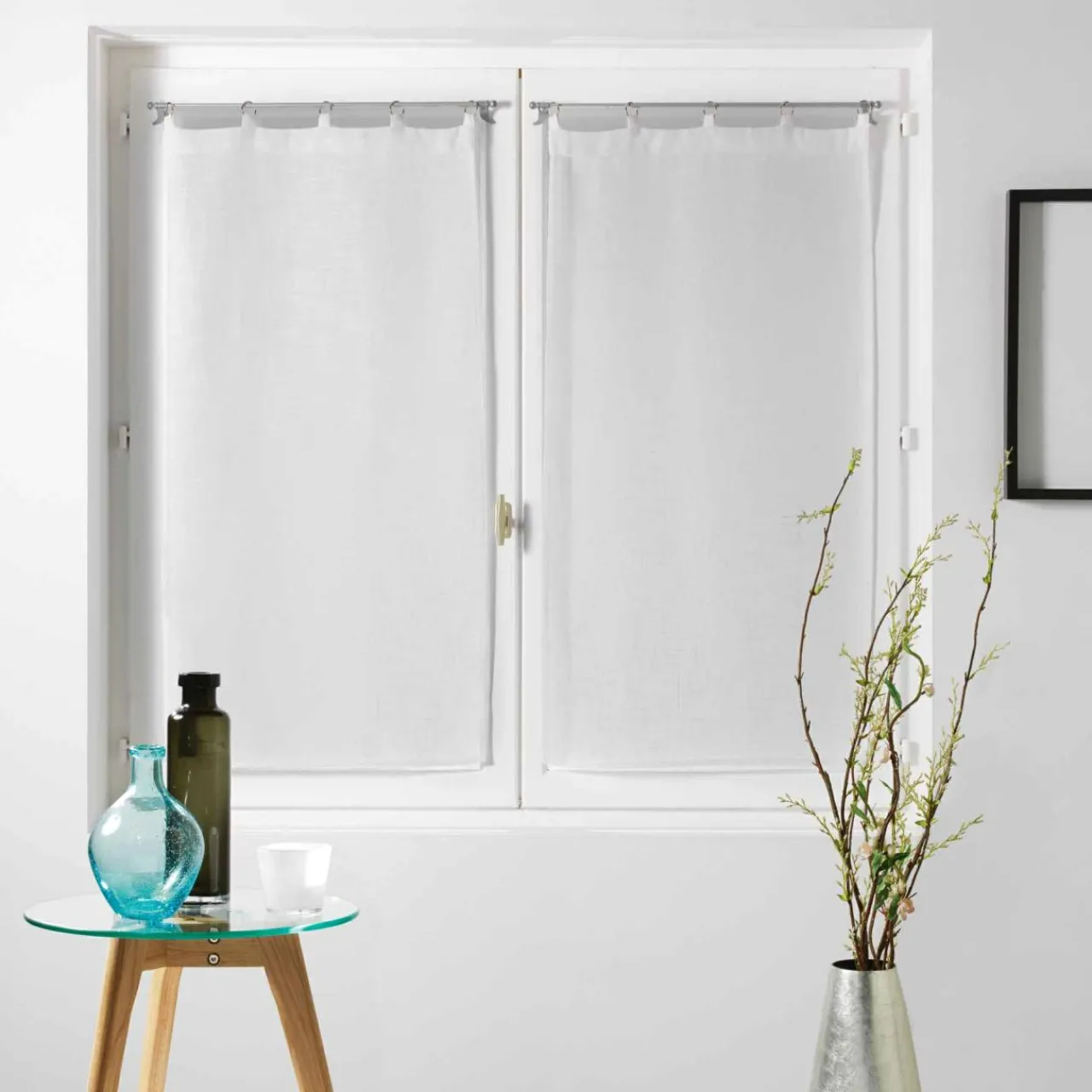 Voilage|DOUCEUR D'INTERIEUR Paire de voilages à passants (60 x 120 cm) Milza Blanc