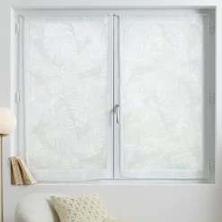Voilage|ATMOSPHERA Paire de voilages passe-tringle (60 x 120 cm) Feuilles Blanc