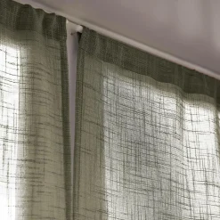 Voilage|EMINZA Paire de voilages passe-tringle effet lin (60 x 120 cm) Robin Vert romarin