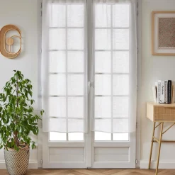 Voilage|EMINZA Paire de voilages passe-tringle effet lin (60 x 160 cm) Luca Blanc