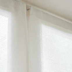 Voilage|EMINZA Paire de voilages passe-tringle effet lin (60 x 160 cm) Luca Blanc