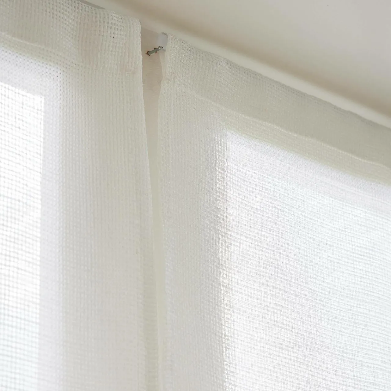 Voilage|EMINZA Paire de voilages passe-tringle effet lin (60 x 160 cm) Luca Blanc