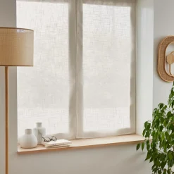 Voilage|EMINZA Paire de voilages passe-tringle effet lin (60 x 90 cm) Robin Beige
