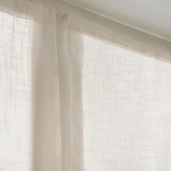 Voilage|EMINZA Paire de voilages passe-tringle effet lin (60 x 90 cm) Robin Beige