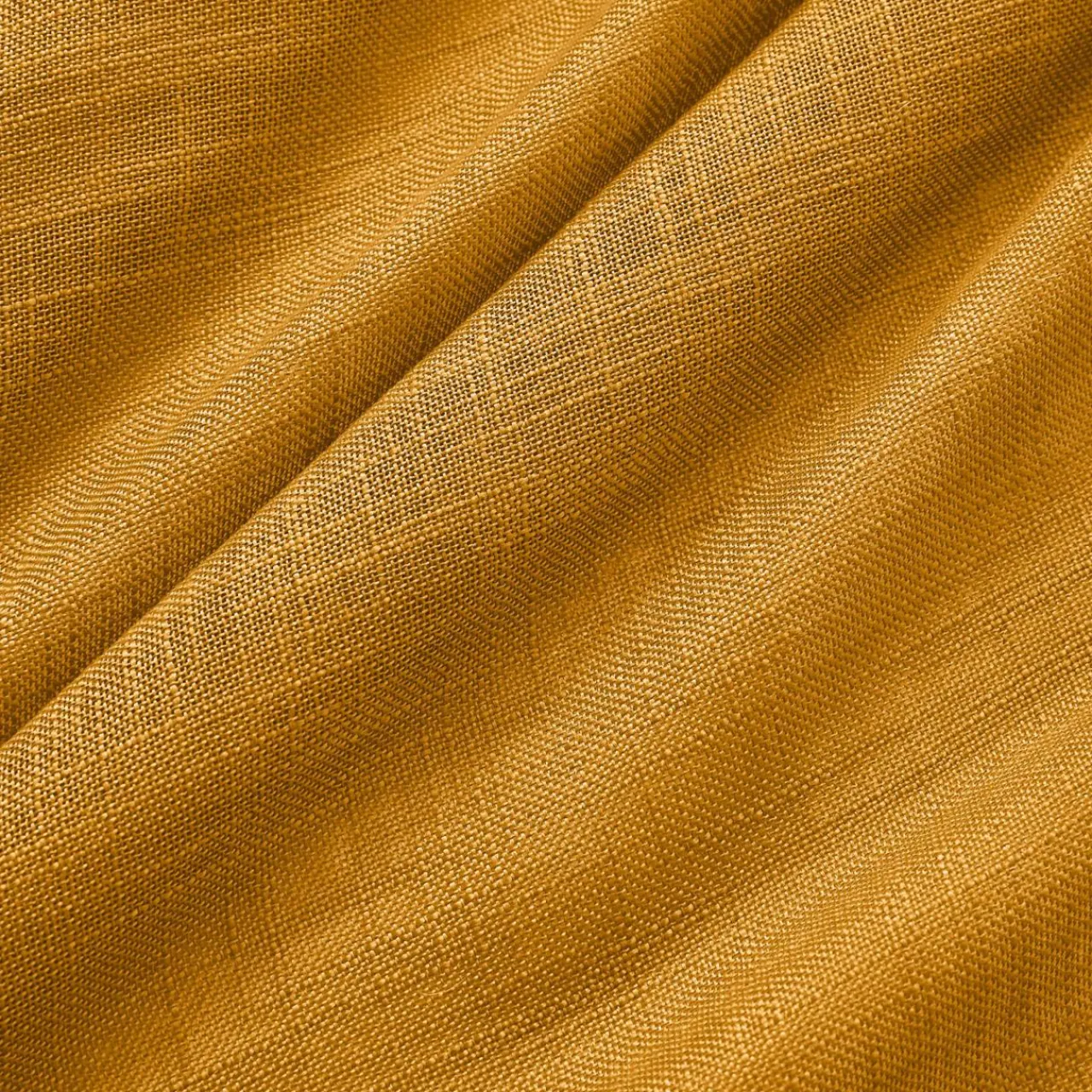 Voilage|EMINZA Paire de voilages passe-tringle effet lin (60 x 120 cm) Robin Jaune ocre