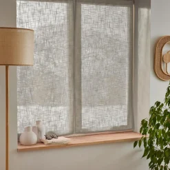 Voilage|EMINZA Paire de voilages passe-tringle effet lin (60 x 90 cm) Robin Taupe