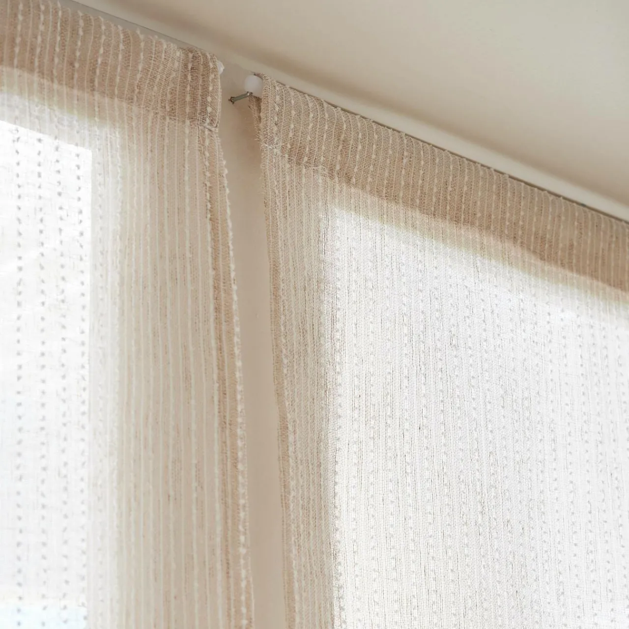 Voilage|EMINZA Paire de voilages passe-tringle (70 x 200 cm) Arthur Beige