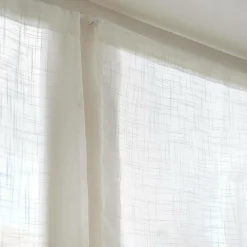 Voilage|EMINZA Paire de voilages passe-tringle effet lin (70 x 200 cm) Robin Blanc