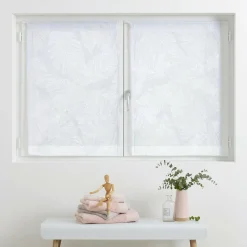 Voilage|ATMOSPHERA Paire de voilages passe-tringle (60 x 90 cm) Feuilles Blanc