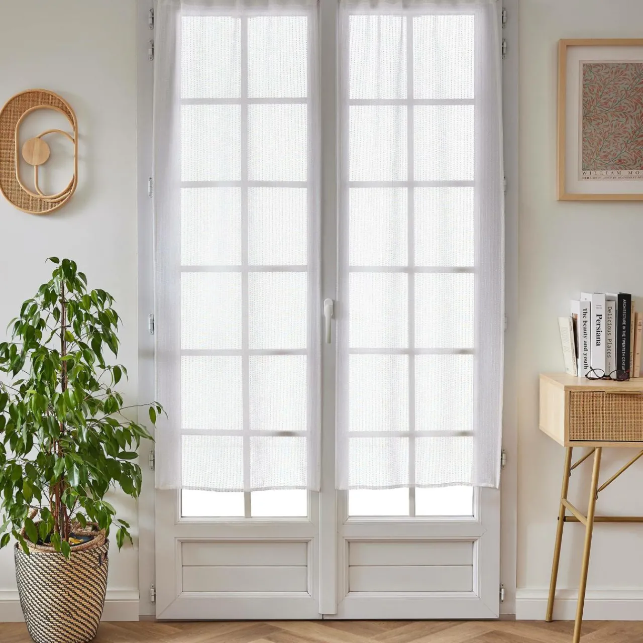 Voilage|EMINZA Paire de voilages passe-tringle (60 x 160 cm) Arthur Blanc