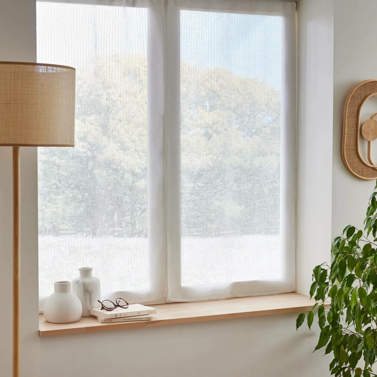 Voilage|EMINZA Paire de voilages passe-tringle (60 x 120 cm) Arthur Blanc