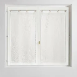 Voilage|douceur d'intu017drieur Paire de voilages tissés œillets bois (60 x 120 cm) Minalisa Blanc