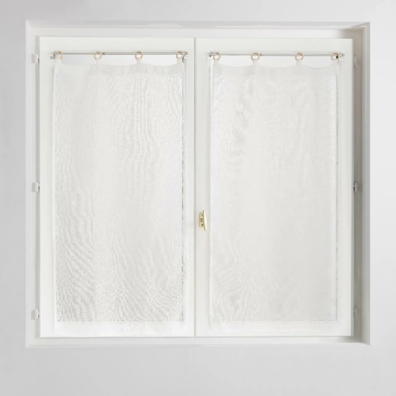 Voilage|douceur d'intu017drieur Paire de voilages tissés œillets bois (60 x 120 cm) Minalisa Blanc
